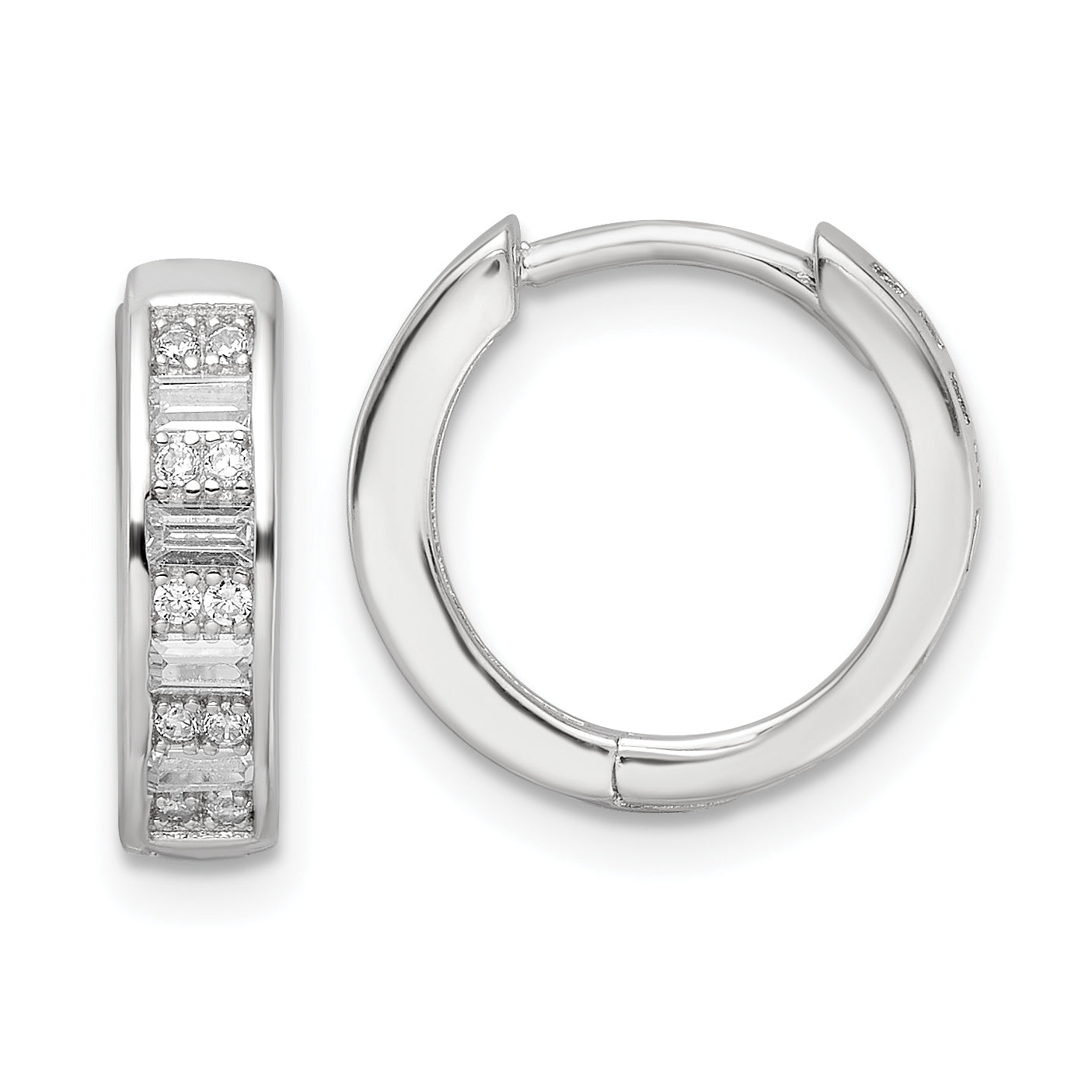 Sterlingsilber Poliert Rhodiniert Zirkonia Klappbar Creolen
