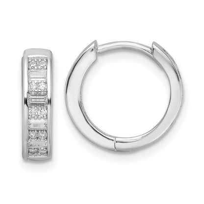 Sterlingsilber Poliert Rhodiniert Zirkonia Klappbar Creolen