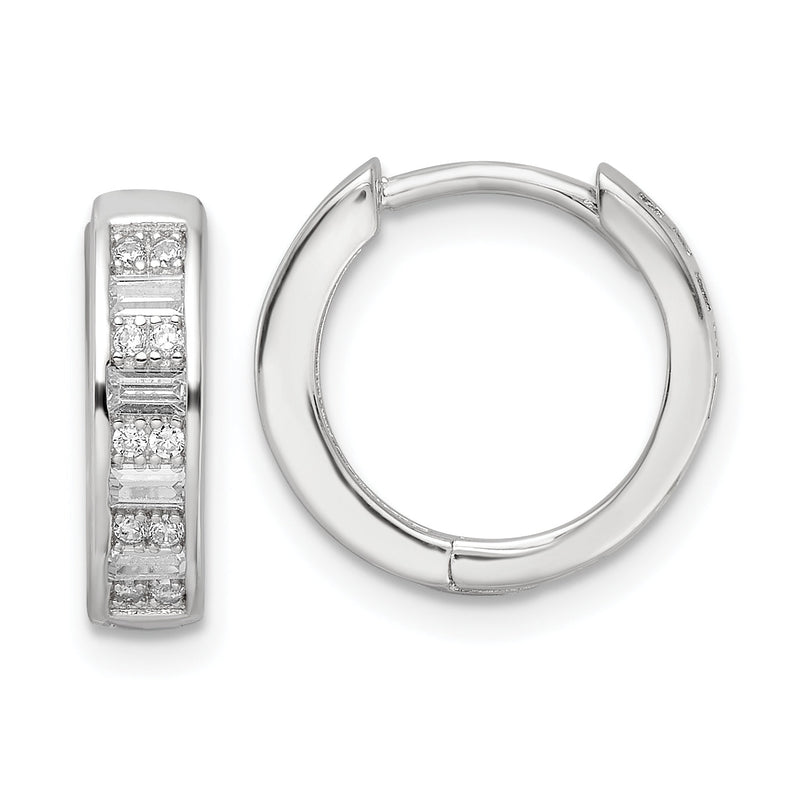 Sterlingsilber Poliert Rhodiniert Zirkonia Klappbar Creolen