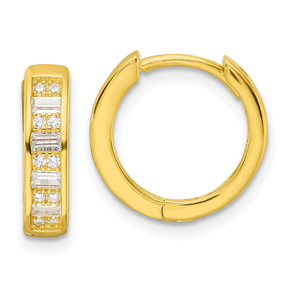 Sterlingsilber Poliert Goldfarben Zirkonia Klappbar Creolen