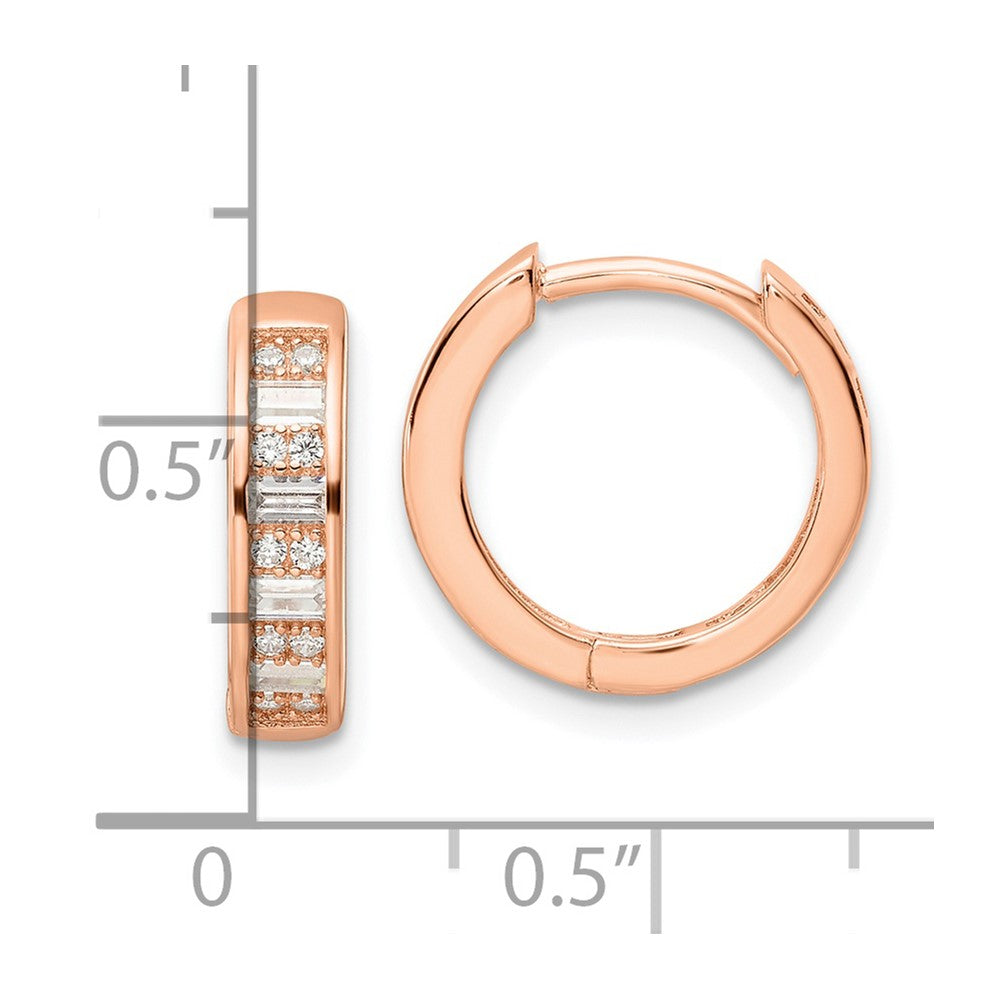 Sterlingsilber Poliert Roséfarben Zirkonia Klappbar Creolen