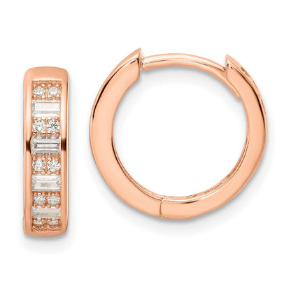 Sterlingsilber Poliert Roséfarben Zirkonia Klappbar Creolen