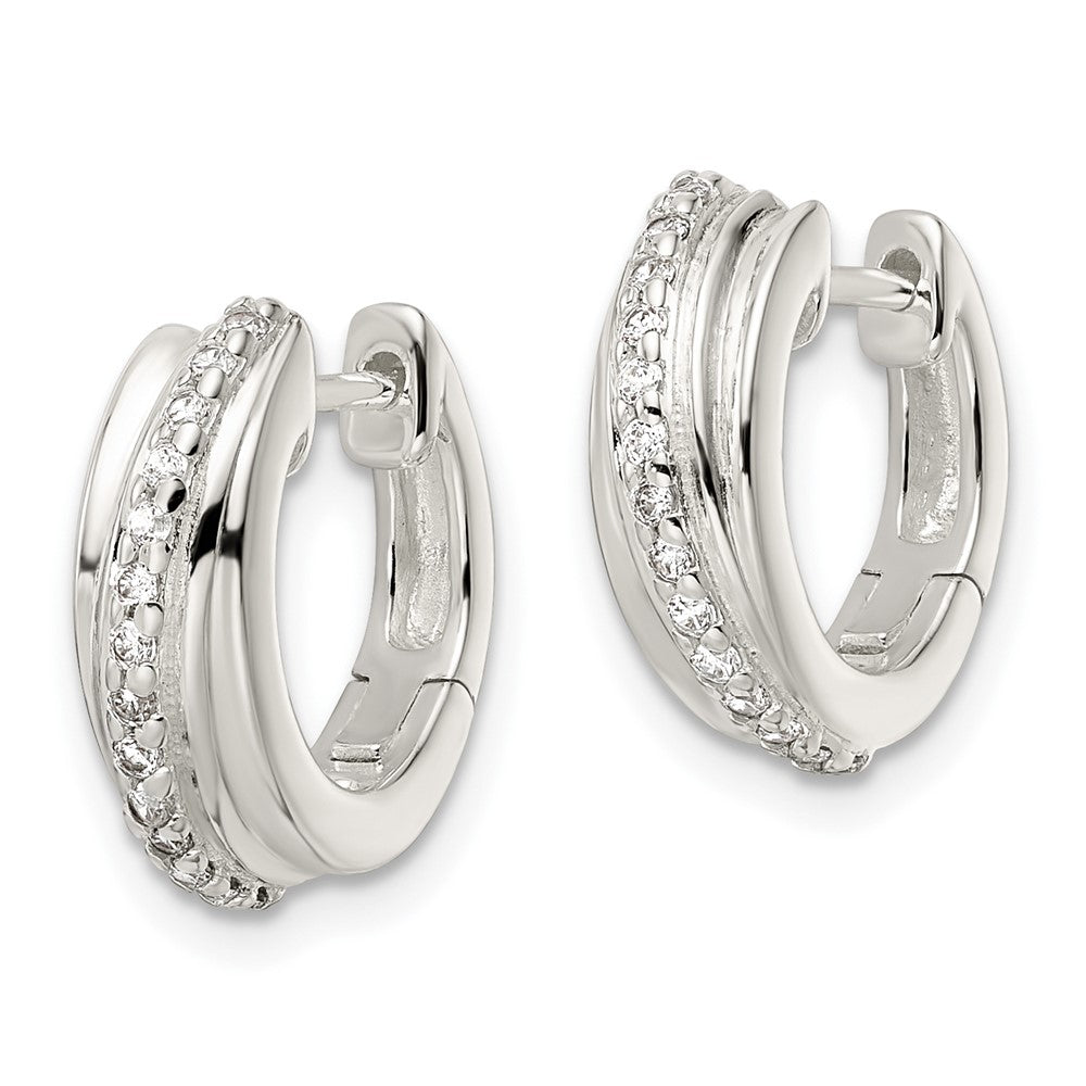 Sterlingsilber Poliert Zirkonia Klappbar Creolen