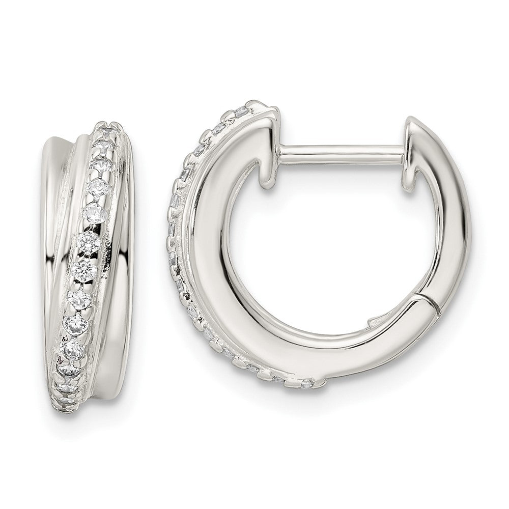 Sterlingsilber Poliert Zirkonia Klappbar Creolen