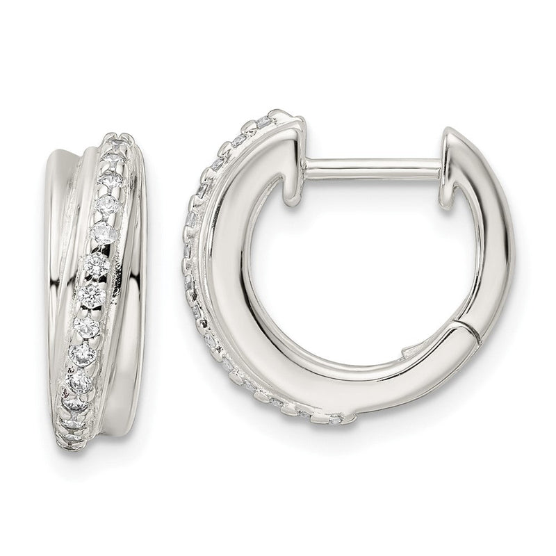Sterlingsilber Poliert Zirkonia Klappbar Creolen