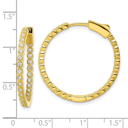 Sterlingsilber Poliert Goldfarben in & Außen Zirkonia Klappbar Creolen