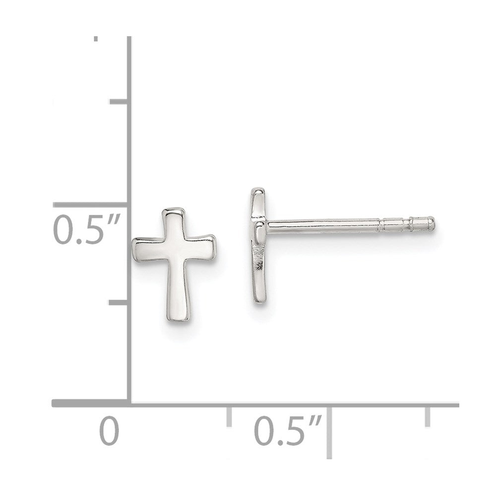 Sterlingsilber Poliert Lateinisch Kreuz Ohrstecker