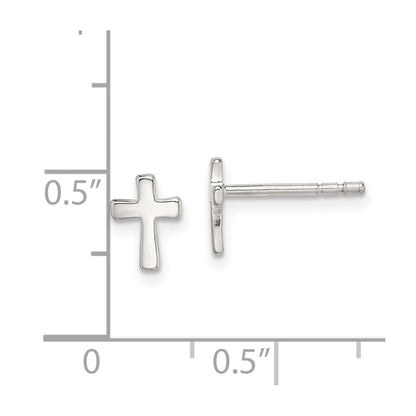 Sterlingsilber Poliert Lateinisch Kreuz Ohrstecker