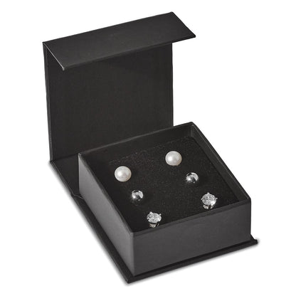 Sterlingsilber Rhodiniert-pl Kugel/ 6-7mm Knopf Fwc Perle/cz Ohrstecker Ohr Set
