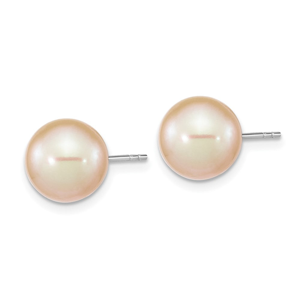 Sterlingsilber Rhodiniert 9-10mm Rosa Rund Fwc Perle Ohrstecker