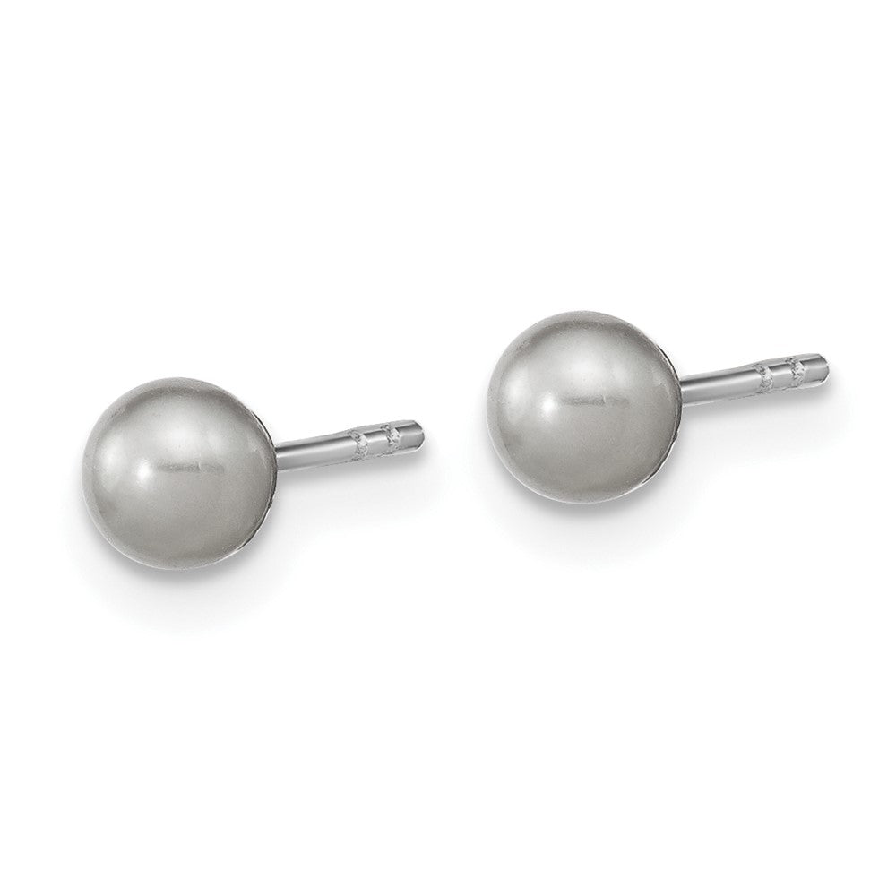 Sterlingsilber Rhodiniert 4-5mm Grau Rund Fwc Perle Ohrstecker