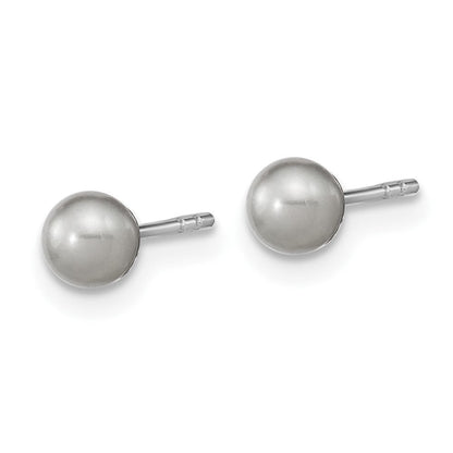Sterlingsilber Rhodiniert 4-5mm Grau Rund Fwc Perle Ohrstecker