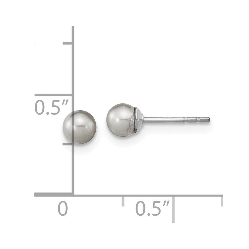 Sterlingsilber Rhodiniert 4-5mm Grau Rund Fwc Perle Ohrstecker