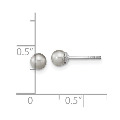 Sterlingsilber Rhodiniert 4-5mm Grau Rund Fwc Perle Ohrstecker