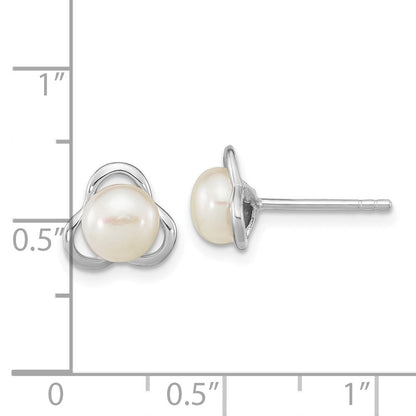 Sterlingsilber Rho-beschichtet 6-7mm Weiß Knopf Fwc Perle Ohrstecker
