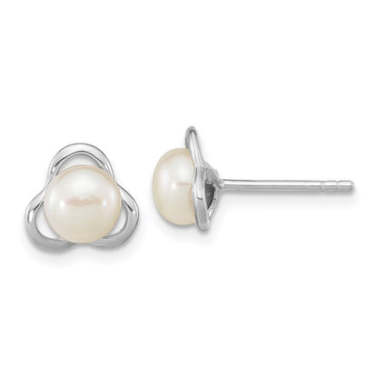 Sterlingsilber Rho-beschichtet 6-7mm Weiß Knopf Fwc Perle Ohrstecker