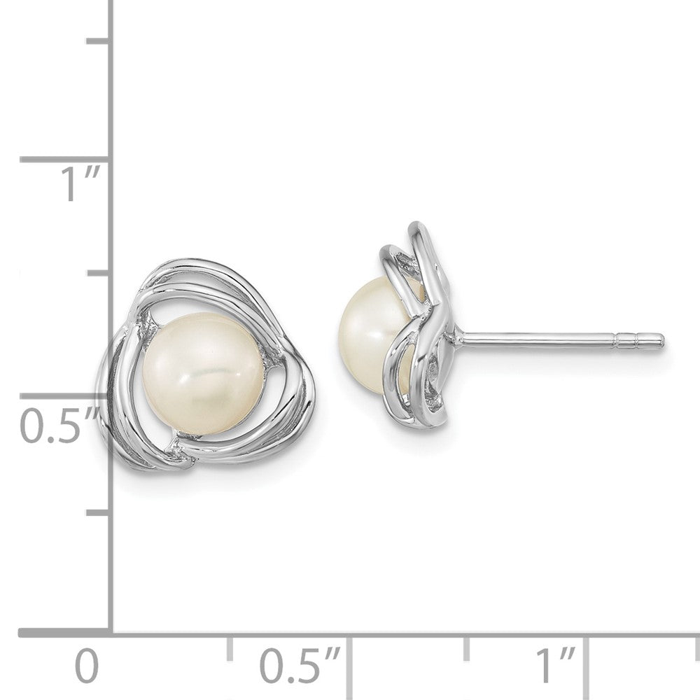 Sterlingsilber Rhodiniert 6-7mm Weiß Knopf Knoten Ohrstecker