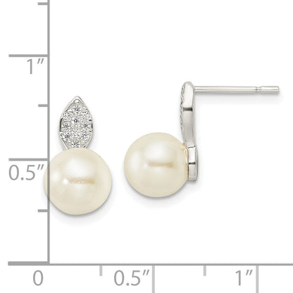 Sterlingsilber Zirkonia und 7-8mm Imitat Muschel Perle Ohrstecker