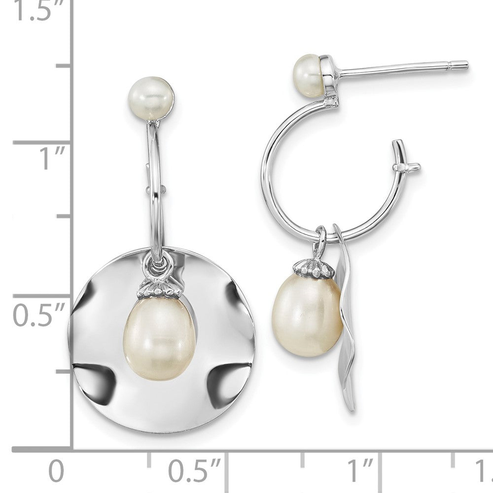 Sterlingsilber Rhodiniert 3-6mm Weiß Rice Fwc Perle Ohrhänger