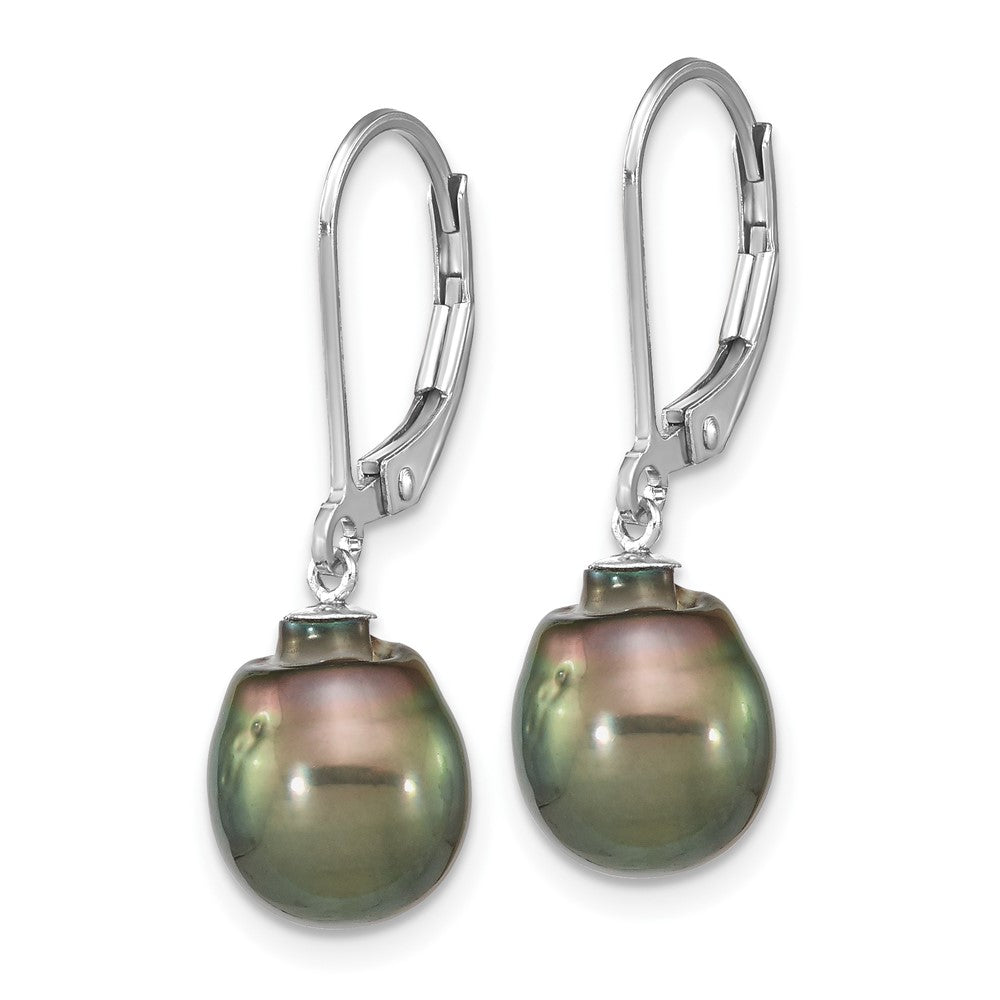 Sterlingsilber Rhodiniert Poliert 9-10mm Tahitian Salzwasser Perle Brisur Ohrhänger