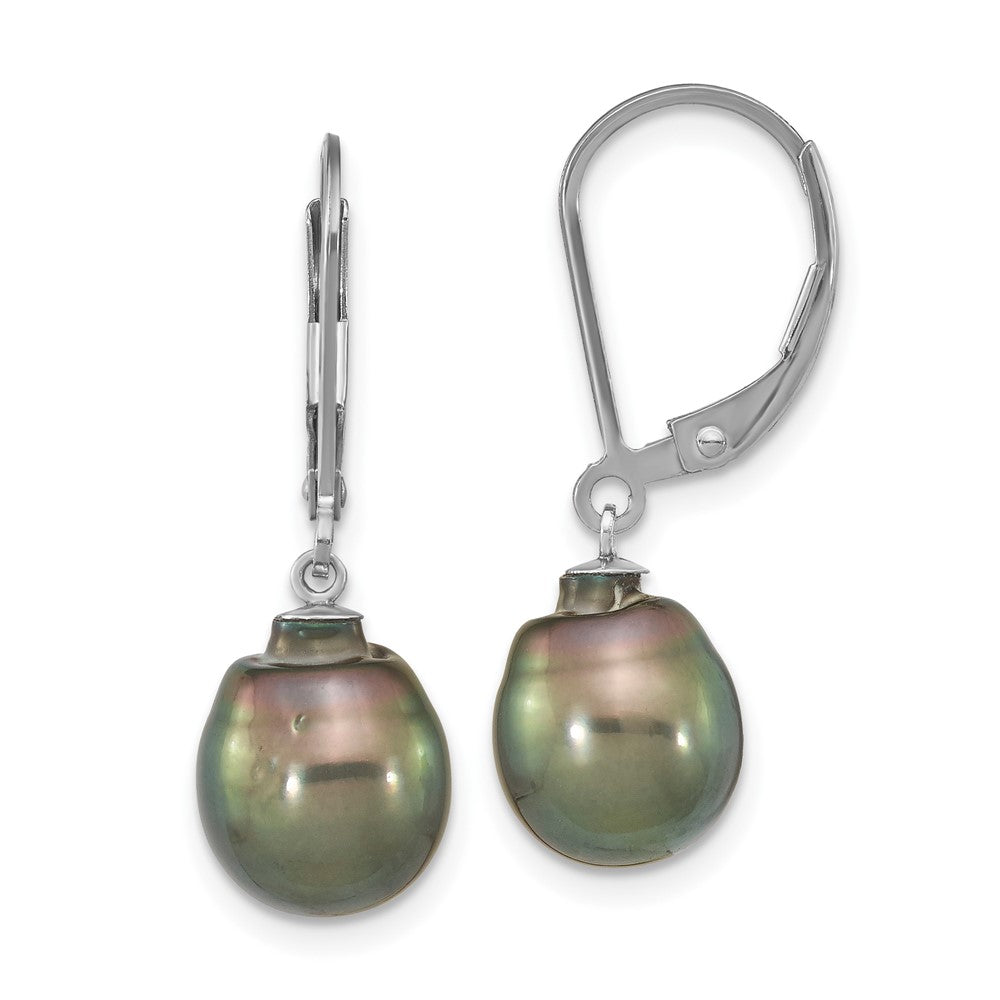 Sterlingsilber Rhodiniert Poliert 9-10mm Tahitian Salzwasser Perle Brisur Ohrhänger