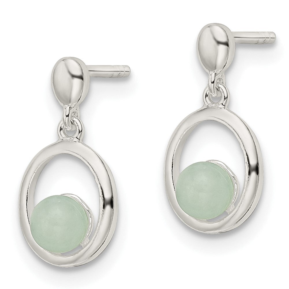 Sterlingsilber Poliert Licht Blau Quartzite Stecker Oval Ohrhänger