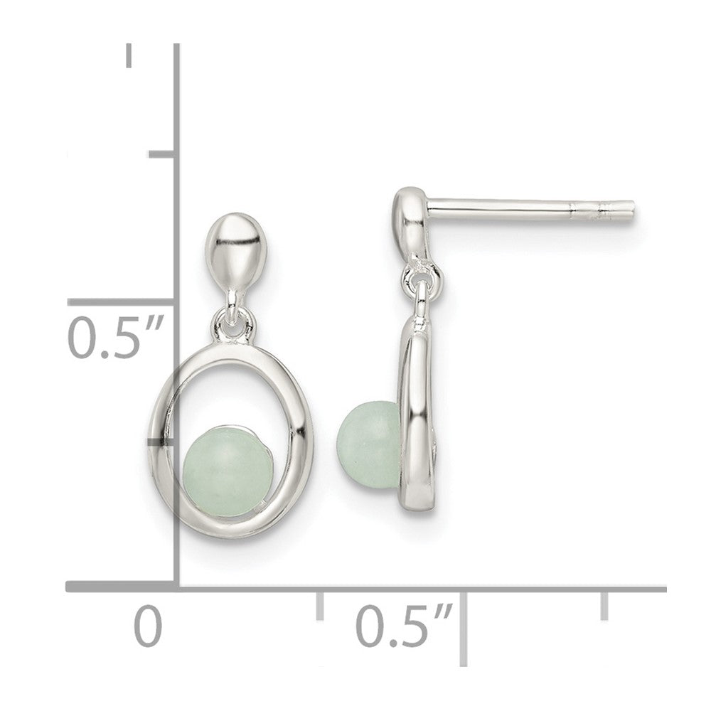 Sterlingsilber Poliert Licht Blau Quartzite Stecker Oval Ohrhänger