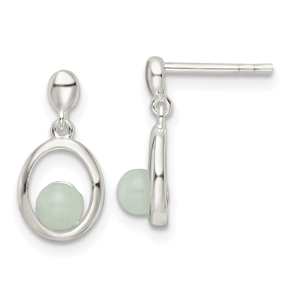 Sterlingsilber Poliert Licht Blau Quartzite Stecker Oval Ohrhänger