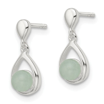 Sterlingsilber Poliert Licht Blau Quartzite Tropfen Stecker Ohrhänger