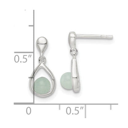 Sterlingsilber Poliert Licht Blau Quartzite Tropfen Stecker Ohrhänger