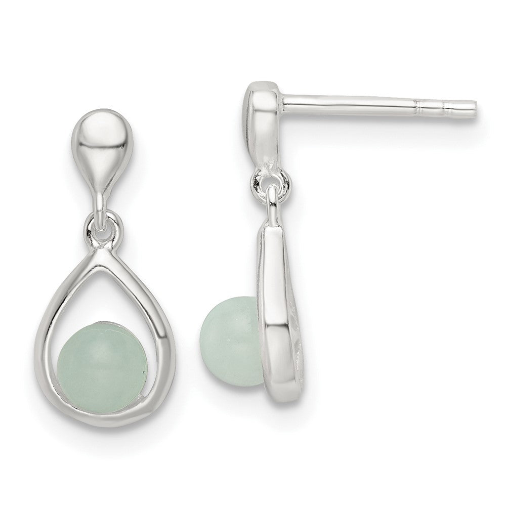 Sterlingsilber Poliert Licht Blau Quartzite Tropfen Stecker Ohrhänger