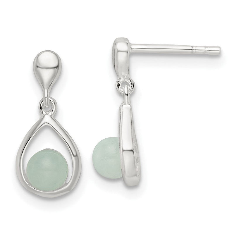 Sterlingsilber Poliert Licht Blau Quartzite Tropfen Stecker Ohrhänger