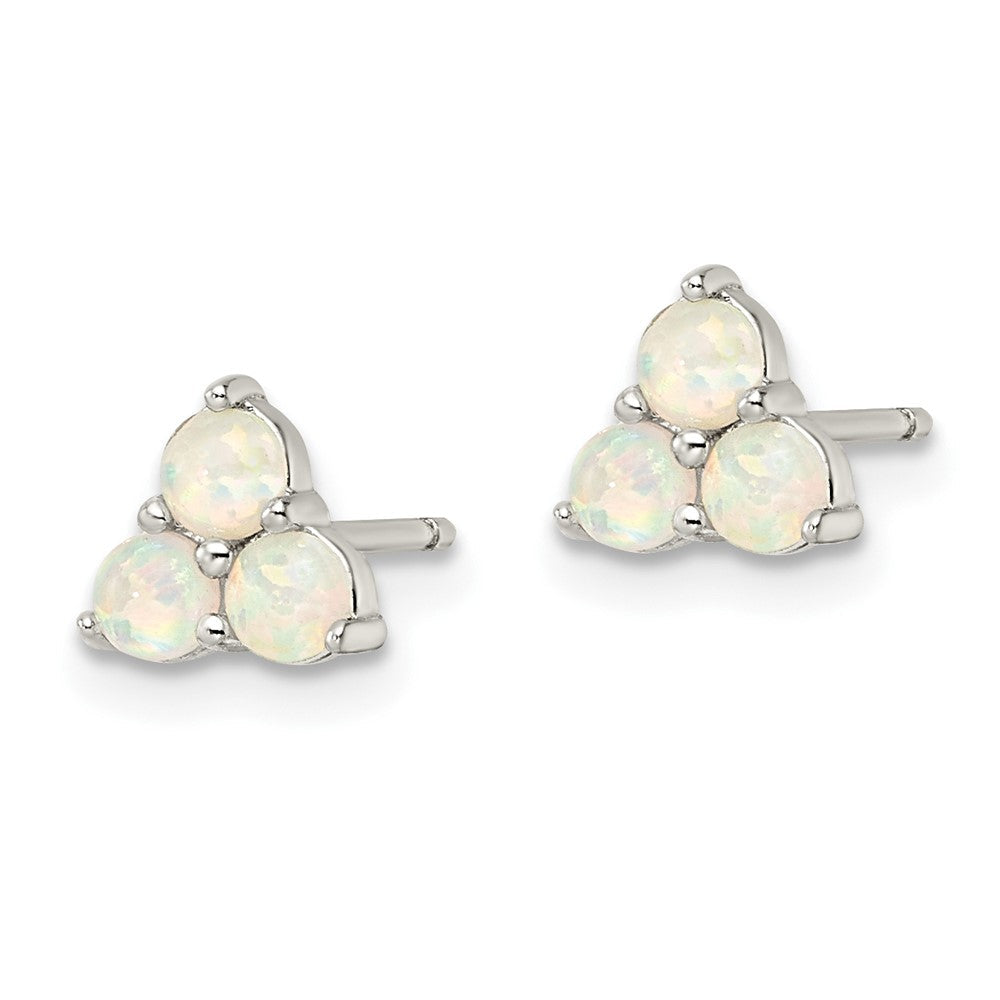 Sterlingsilber Rhodiniert Poliert Erzeugt Opal Cluster Ohrstecker