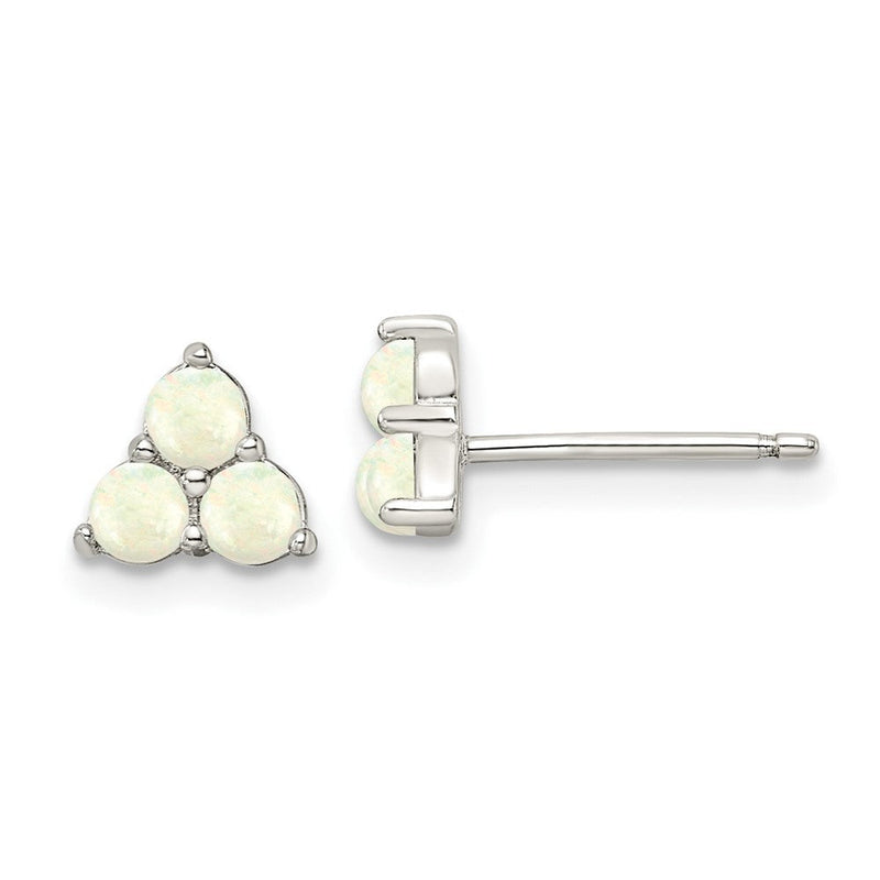 Sterlingsilber Rhodiniert Poliert Erzeugt Opal Cluster Ohrstecker