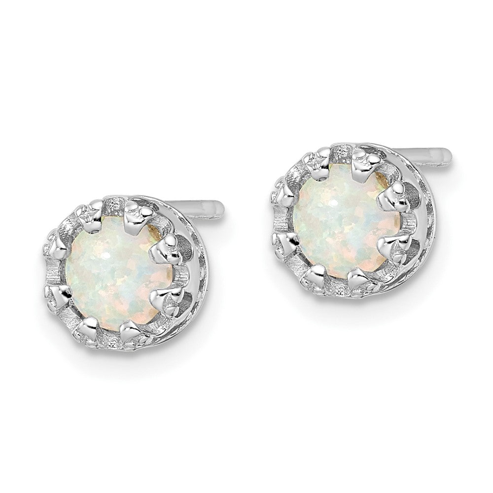 Sterlingsilber Rhodiniert Poliert Erzeugt Opal Ohrstecker