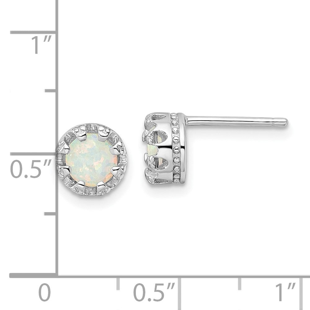 Sterlingsilber Rhodiniert Poliert Erzeugt Opal Ohrstecker