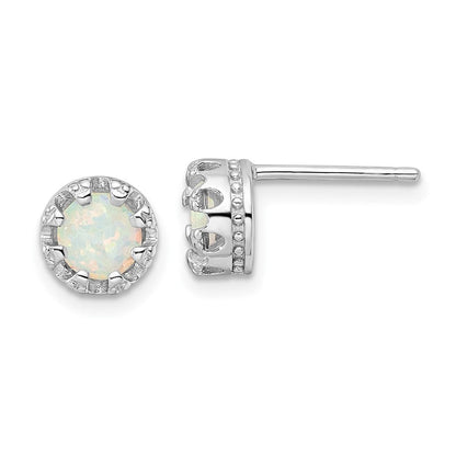 Sterlingsilber Rhodiniert Poliert Erzeugt Opal Ohrstecker