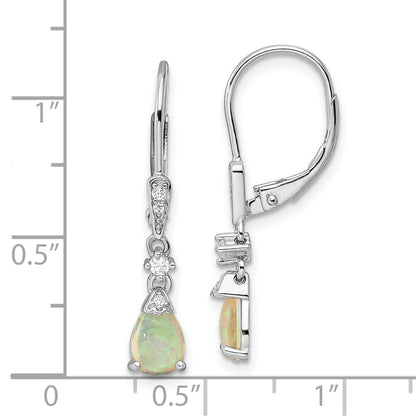 Sterlingsilber Rhodiniert Zirkonia & Erzeugt Opal Tropfen Ohrhänger mit Brisur