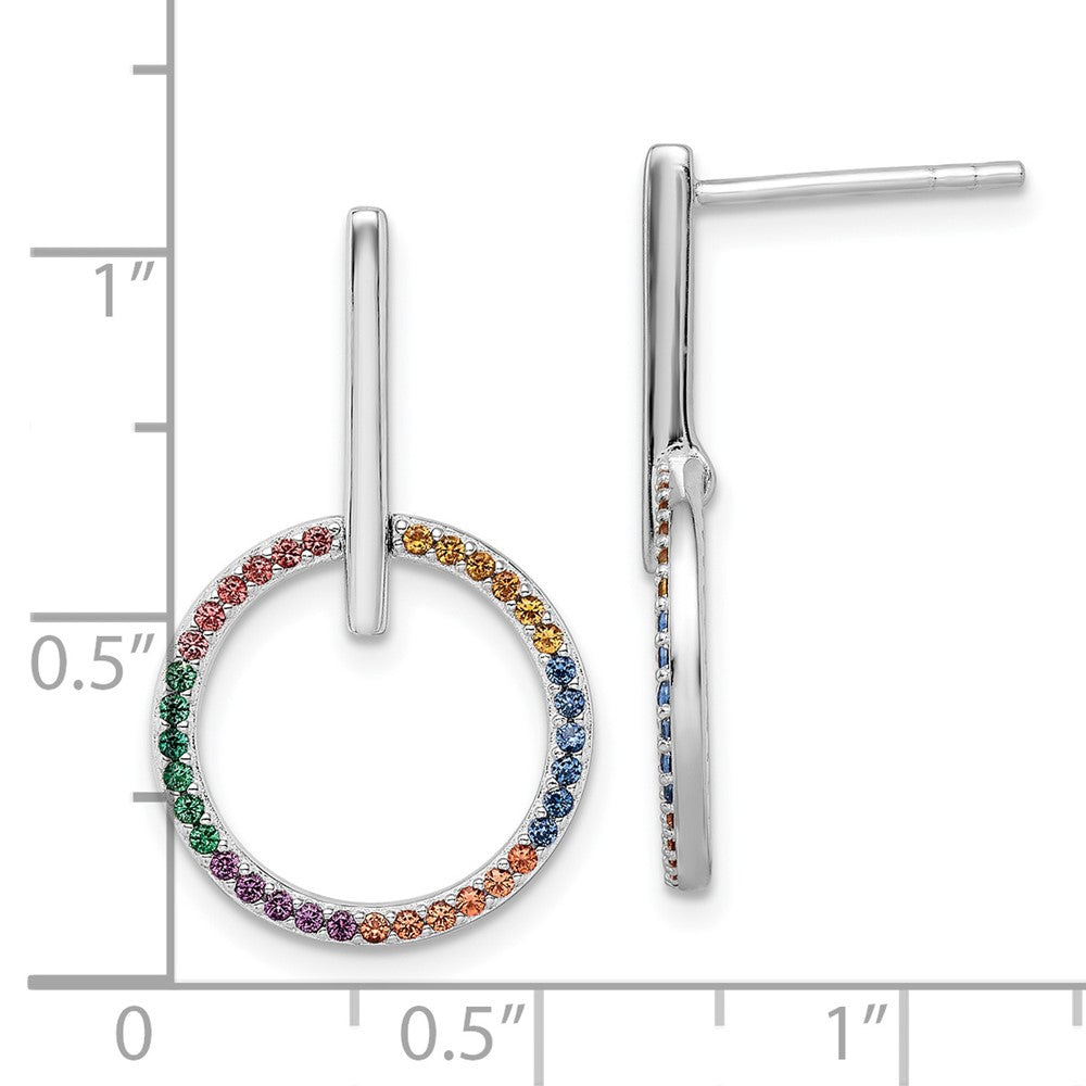 Sterlingsilber Rhodiniert Mehrfarbig Nano Kristall Kreis Ohrstecker