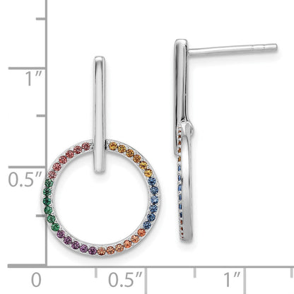 Sterlingsilber Rhodiniert Mehrfarbig Nano Kristall Kreis Ohrstecker