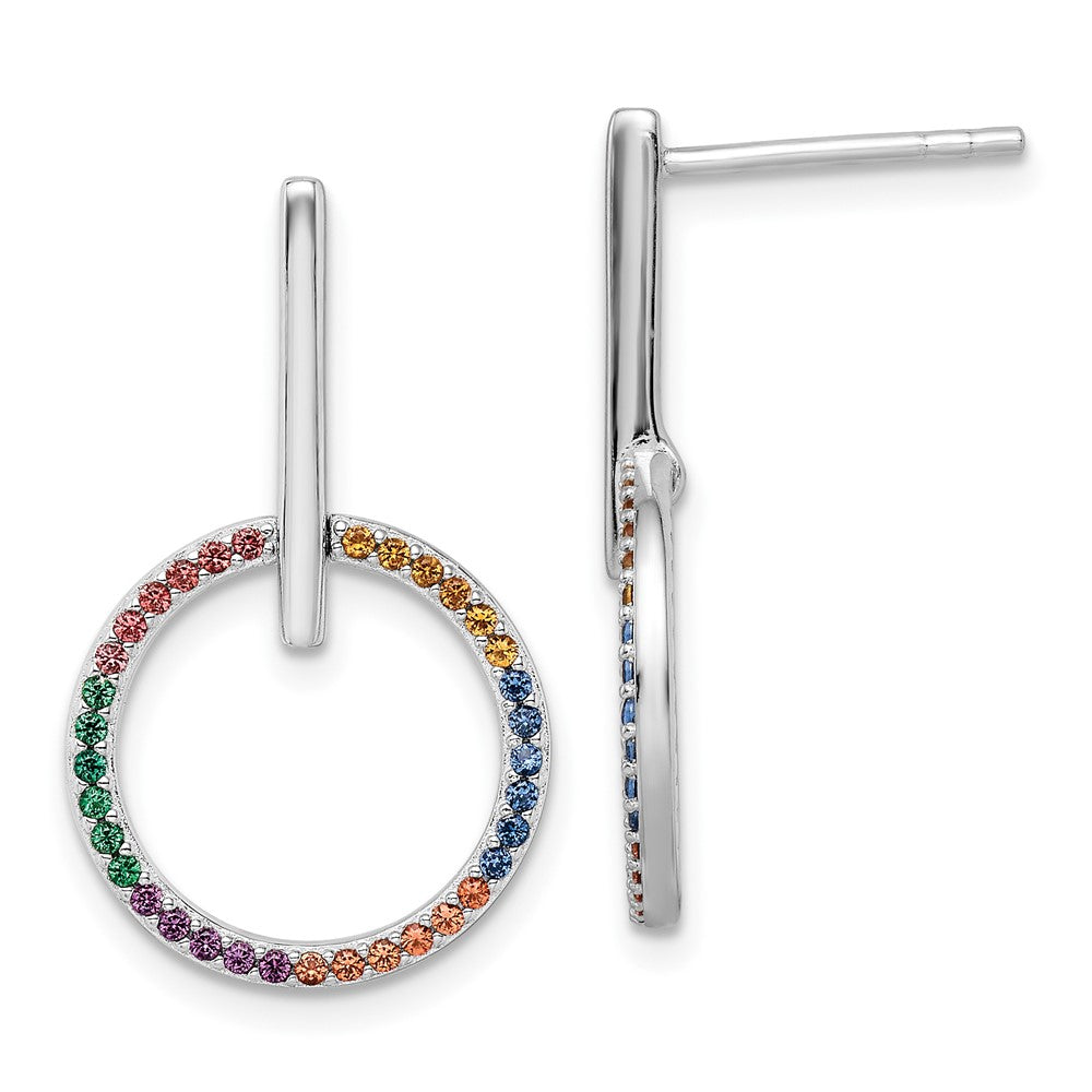 Sterlingsilber Rhodiniert Mehrfarbig Nano Kristall Kreis Ohrstecker