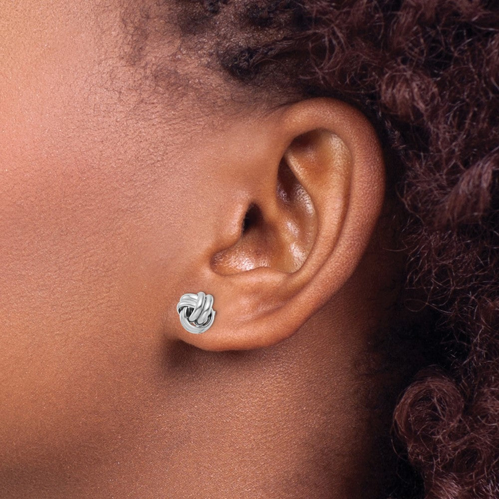 Sterlingsilber Rhodiniert Stecker Poliert Liebe Knoten Ohrringe