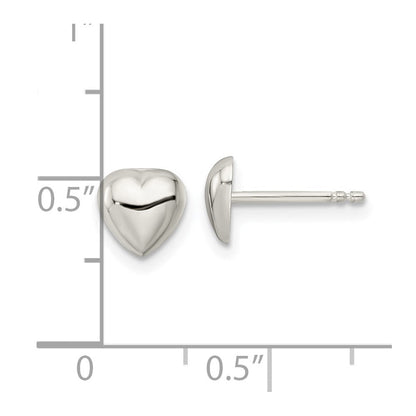 Sterlingsilber Poliert Herz Ohrstecker
