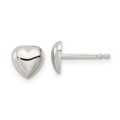 Sterlingsilber Poliert Herz Ohrstecker