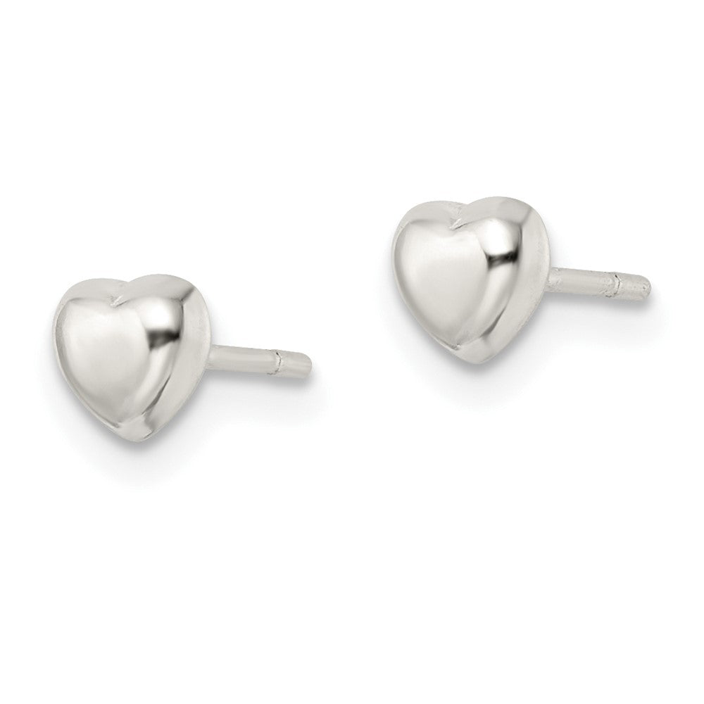 Sterlingsilber Poliert Gewölbt Herz Ohrstecker