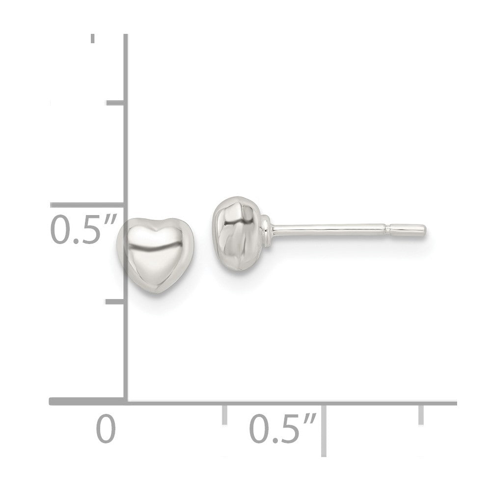 Sterlingsilber Poliert Gewölbt Herz Ohrstecker