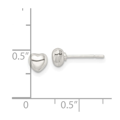 Sterlingsilber Poliert Gewölbt Herz Ohrstecker