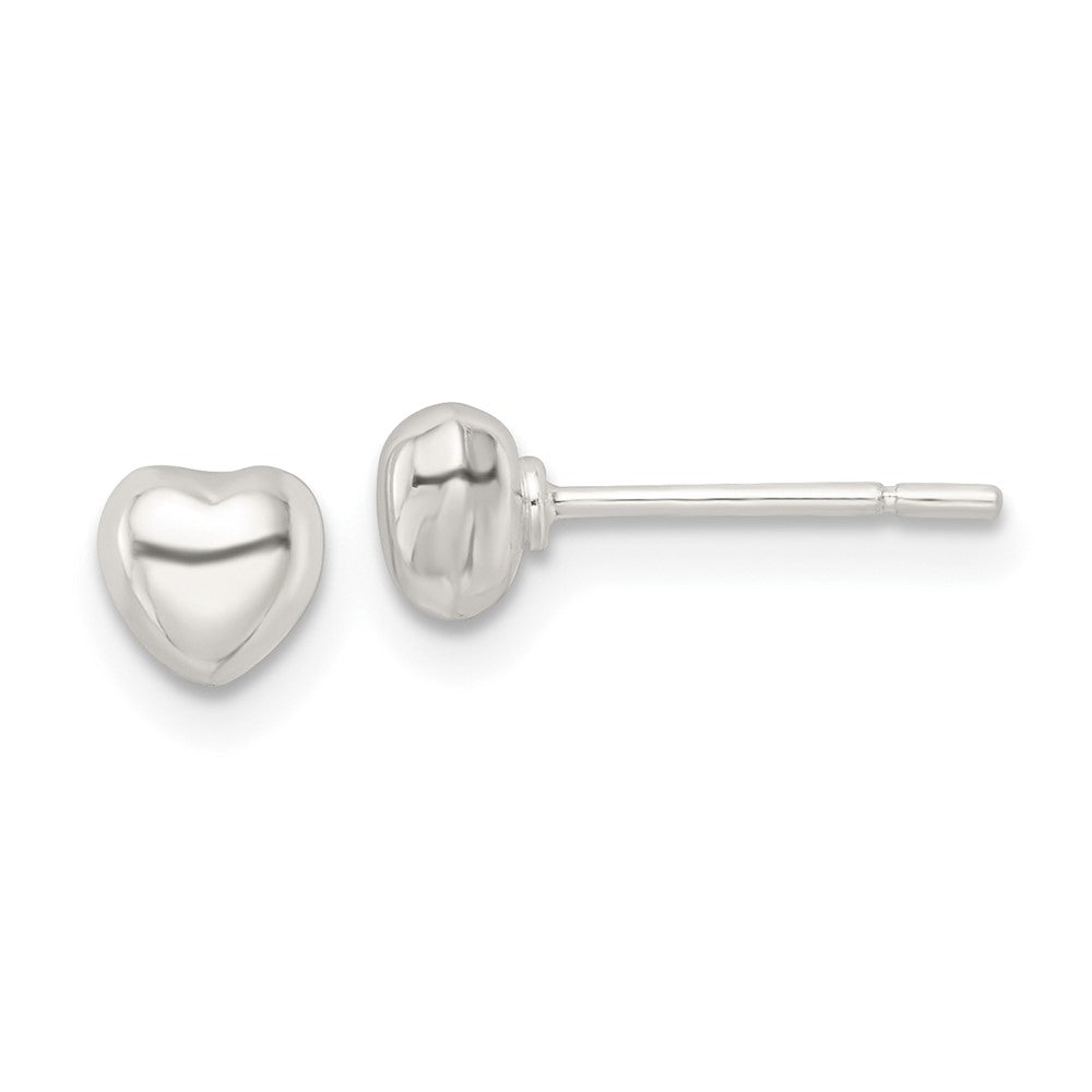 Sterlingsilber Poliert Gewölbt Herz Ohrstecker