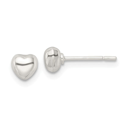 Sterlingsilber Poliert Gewölbt Herz Ohrstecker
