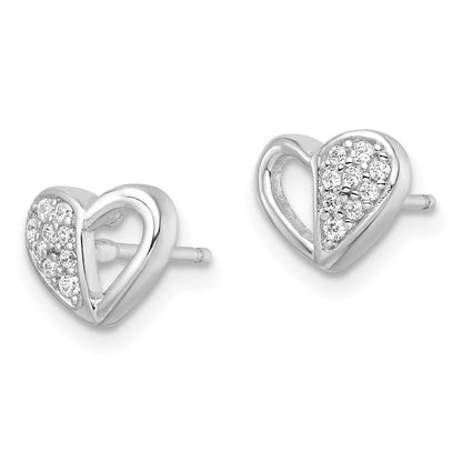 Sterlingsilber Rhodiniert Zirkonia Herz Ohrstecker